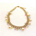 Chanel Pink Crystal Chain Links Necklace
