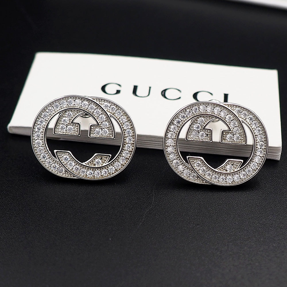 Gucci Double G Diamond Earrings - 18K White Gold