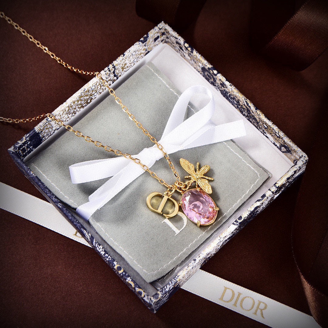 Dior Petit CD Pink Crystal Necklace