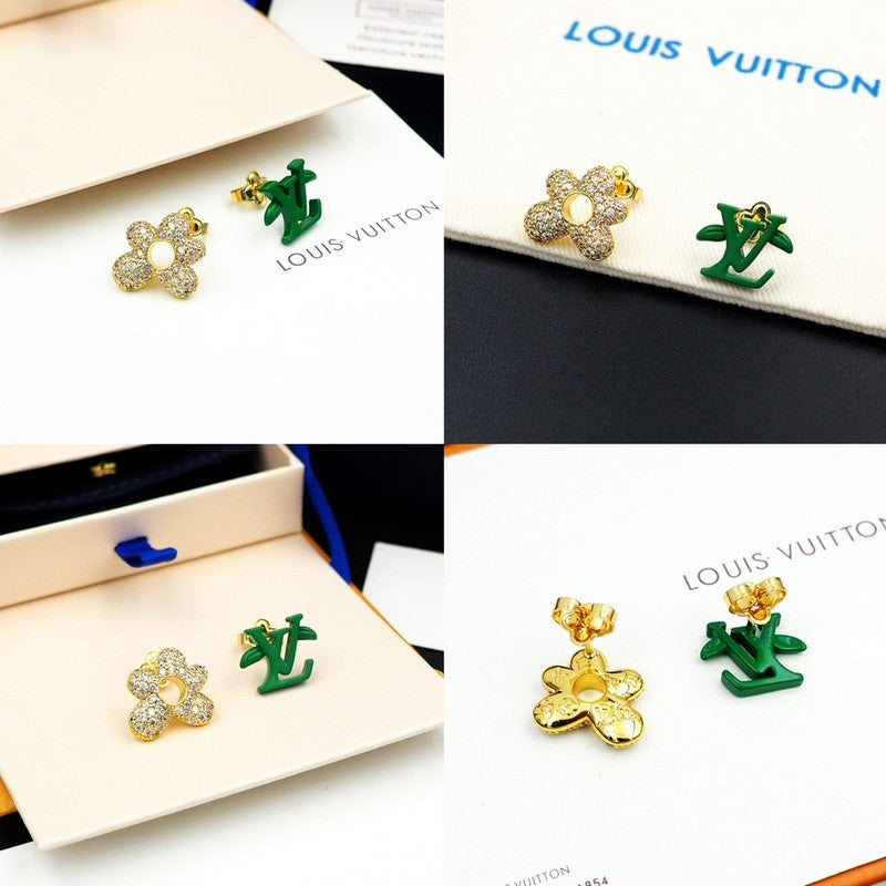 Louis Vuitton Blossom Green Diamond Earrings - 18K Yellow Gold