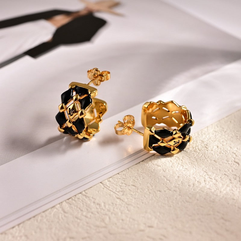 Louis Vuitton Leather Earrings - 18K Yellow Gold