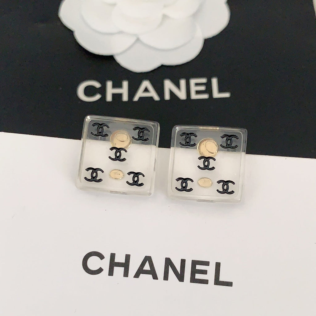 Chanel Transparent Resin Earrings - 18K Yellow Gold
