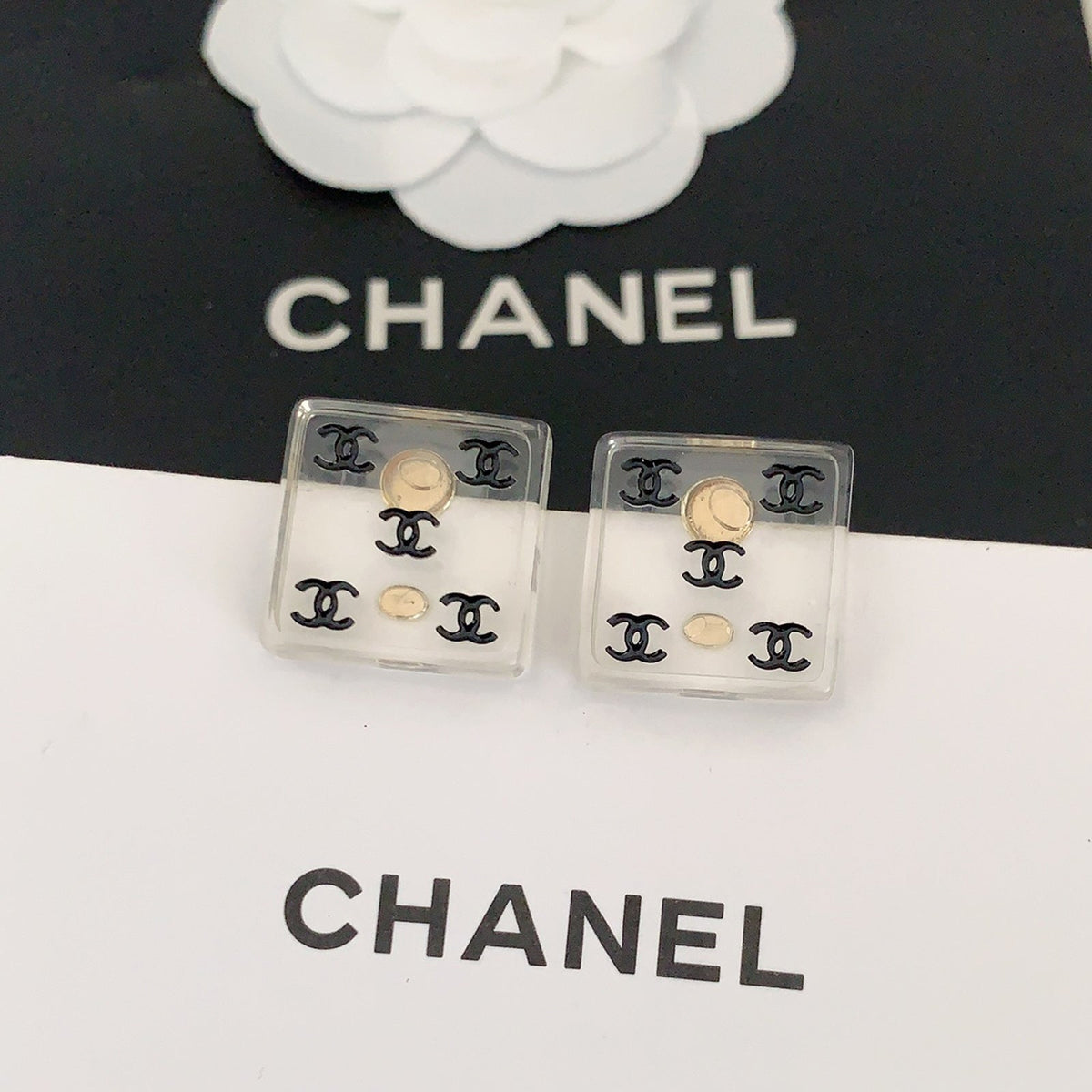 Chanel Transparent Resin Earrings - 18K Yellow Gold
