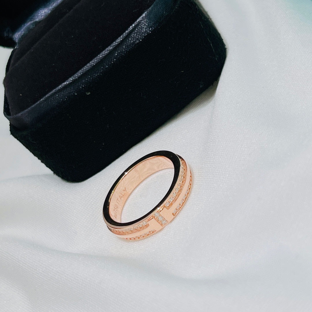 Tiffany Narrow Pave Moissanite Ring - 18K Rose Gold