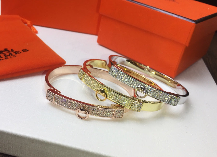 Hermes Collier De Chien Diamond Bracelet - 18K Gold