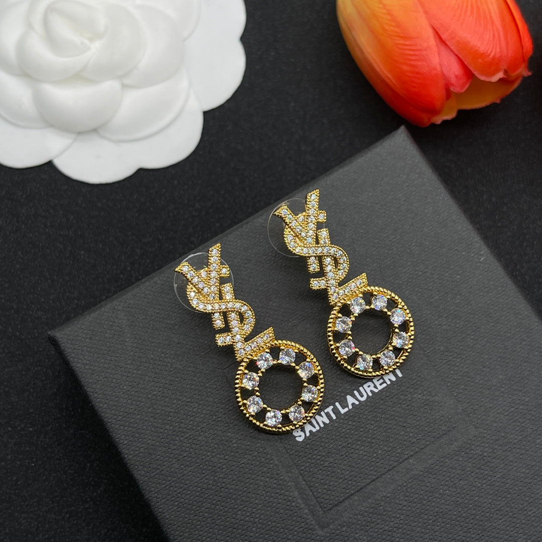 YSL Diamond Earrings - 18K Gold