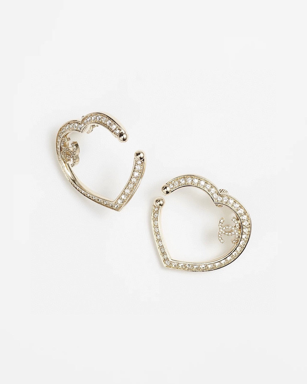 Chanel Diamond Heart Earrings - 18K Yellow Gold