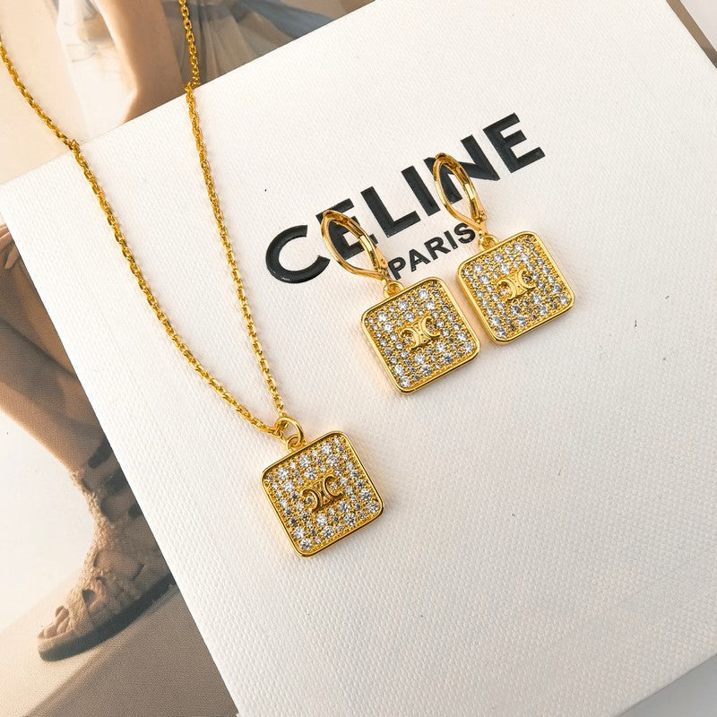 Celine Triomphe Diamond Earrings - 18K Gold