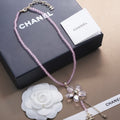Chanel Purple Crystal Flower Necklace