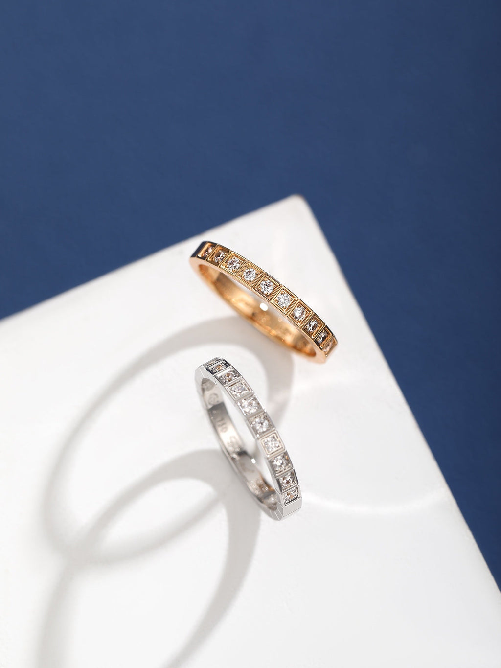 Ice Cube Moissanite Ring - 18K White Gold