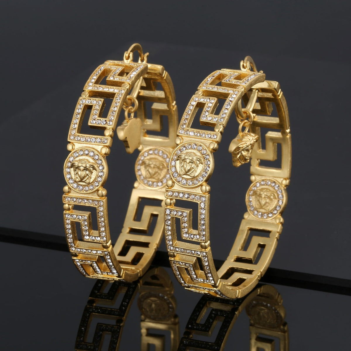 Ver Round Crystal Earrings - 18K Yellow Gold