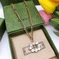 Gucci Double G Flower Crystal Necklace