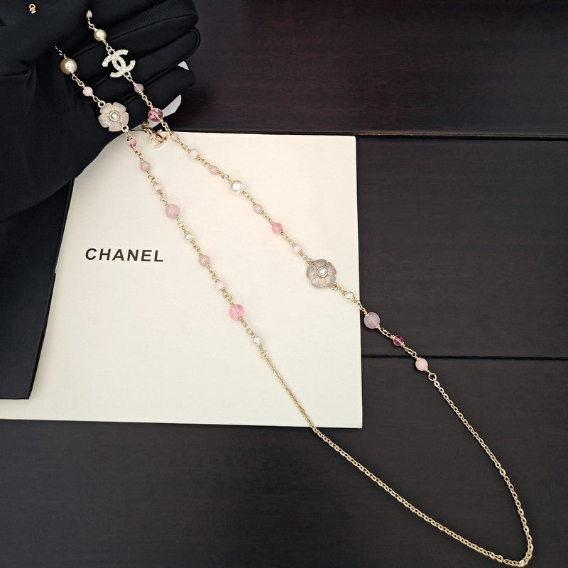 Chanel Pink Pearl Long Necklace