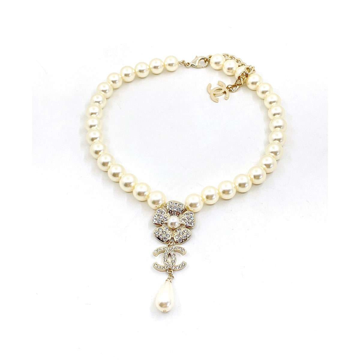 Chanel Pearls Chain Choker Necklace