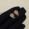 Chanel Pink Crystal Earrings - 1.75 cm Height - 18K Yellow Gold
