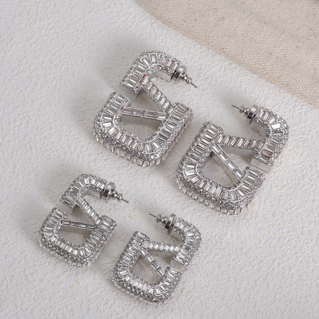 Valentino Crystal Earrings - 18K White Gold