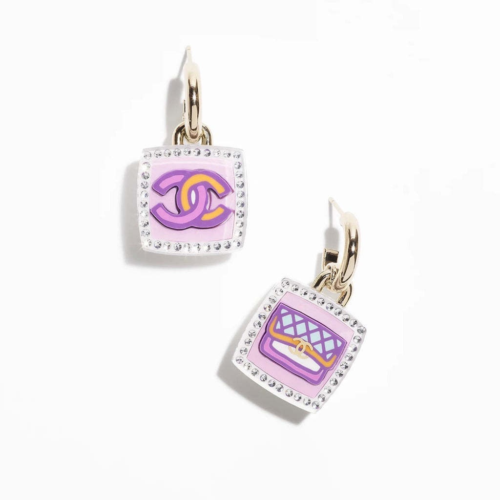Chanel Pink Bottle Earrings - 18K Yellow Gold