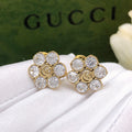 Gucci Double G Crystal Earrings - 18K Yellow Gold