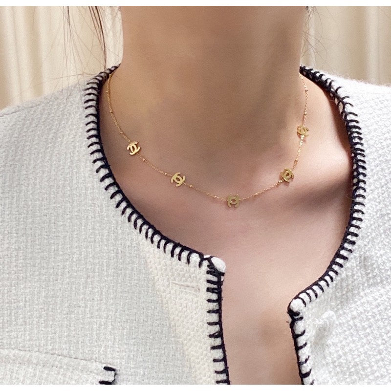 Chanel Small Logo Gold Necklace