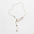Chanel Rhinestone Pearl Letter Necklace