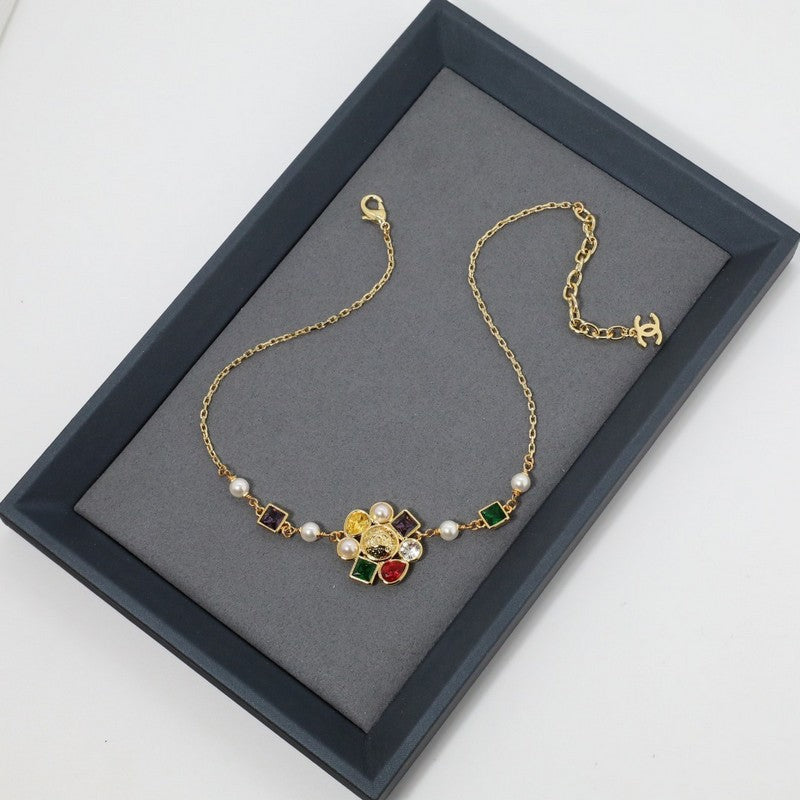 Chanel Color Crystal Choker Necklace