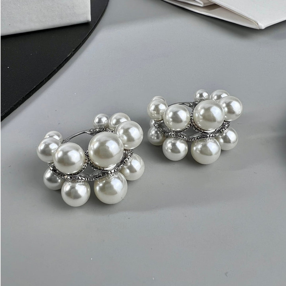 Celine Triomphe Two-Rows Pearl Earrings - 18K Gold
