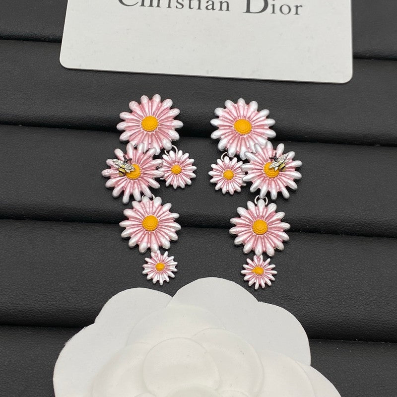 Dior Pink Flower Earrings - 18K White Gold
