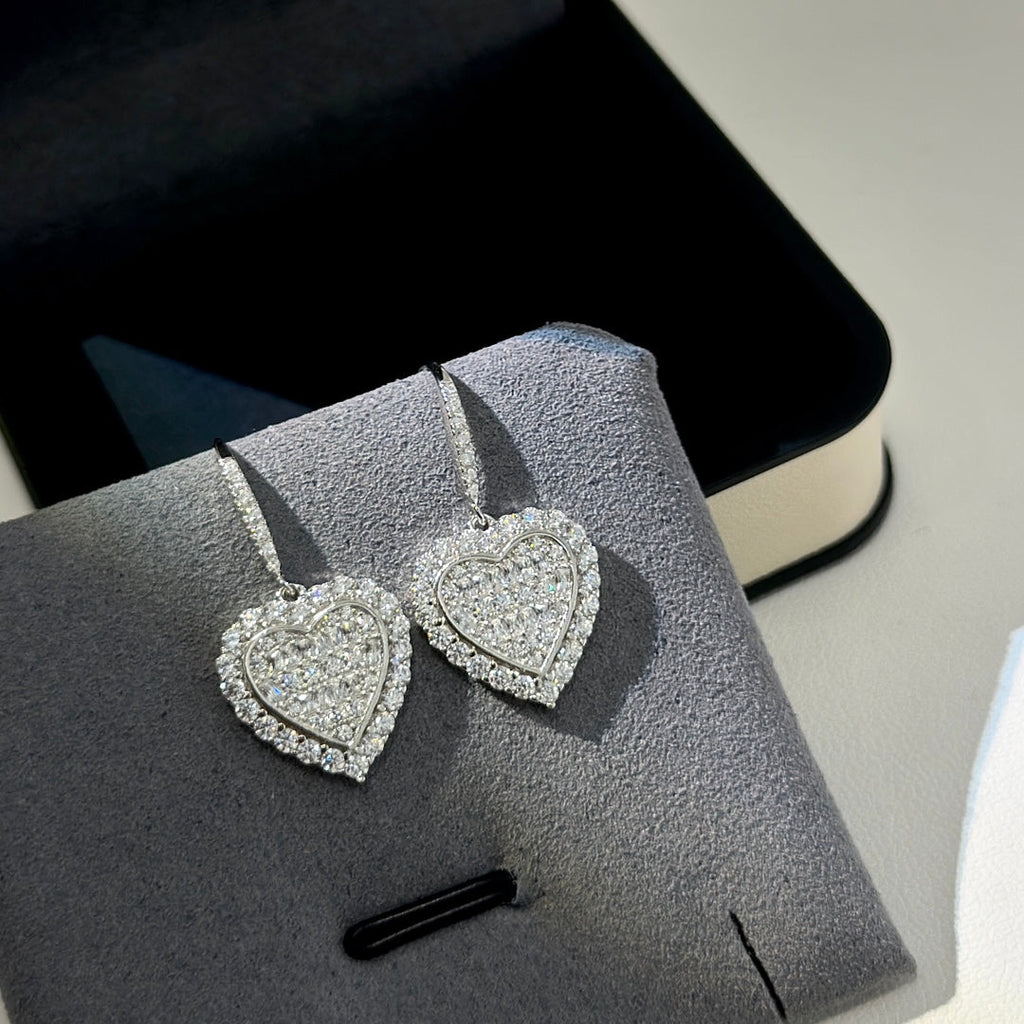Tiffany Heart Diamond Earrings - 18K White Gold