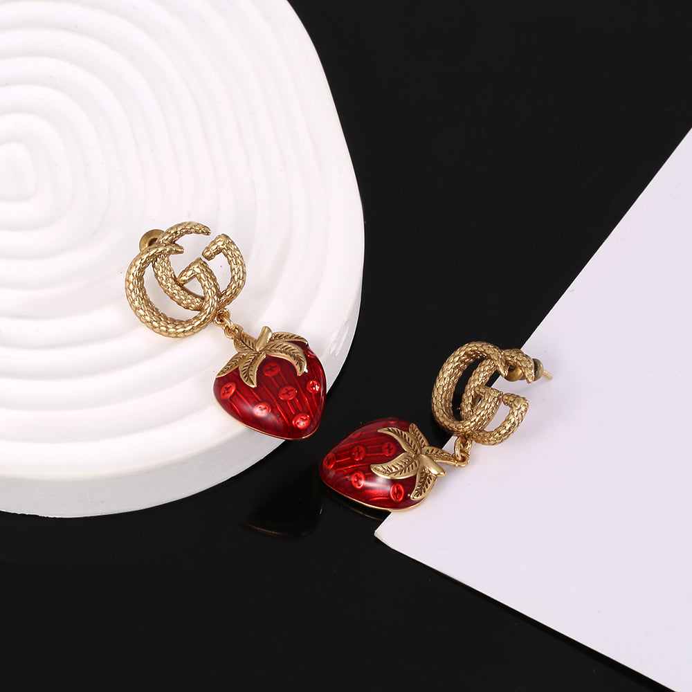 Gucci Double G Strawberry Earrings - 18K Yellow Gold