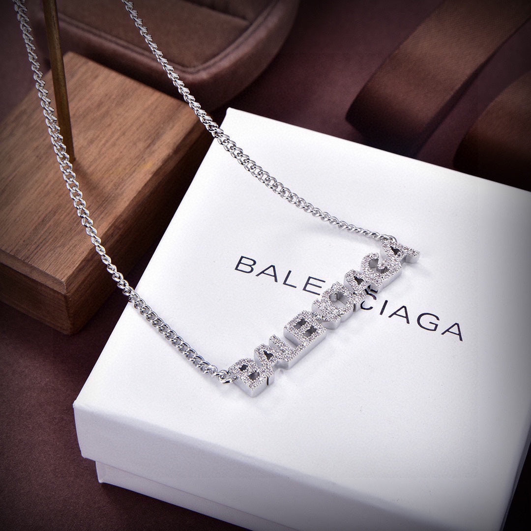 Balenciaga Typo Crystal Necklace