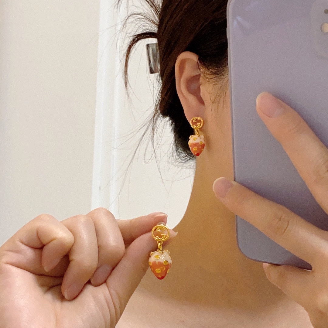 Gucci Double G Strawberry Earrings - 18K Yellow Gold