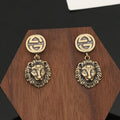 Gucci Double G Lion Pendant Earrings - 18K Yellow Gold
