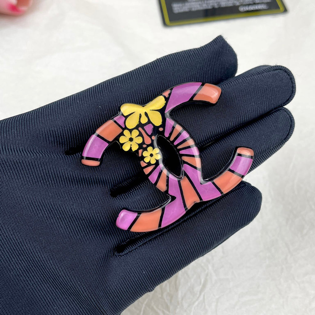 Chanel Pink Resin Brooch