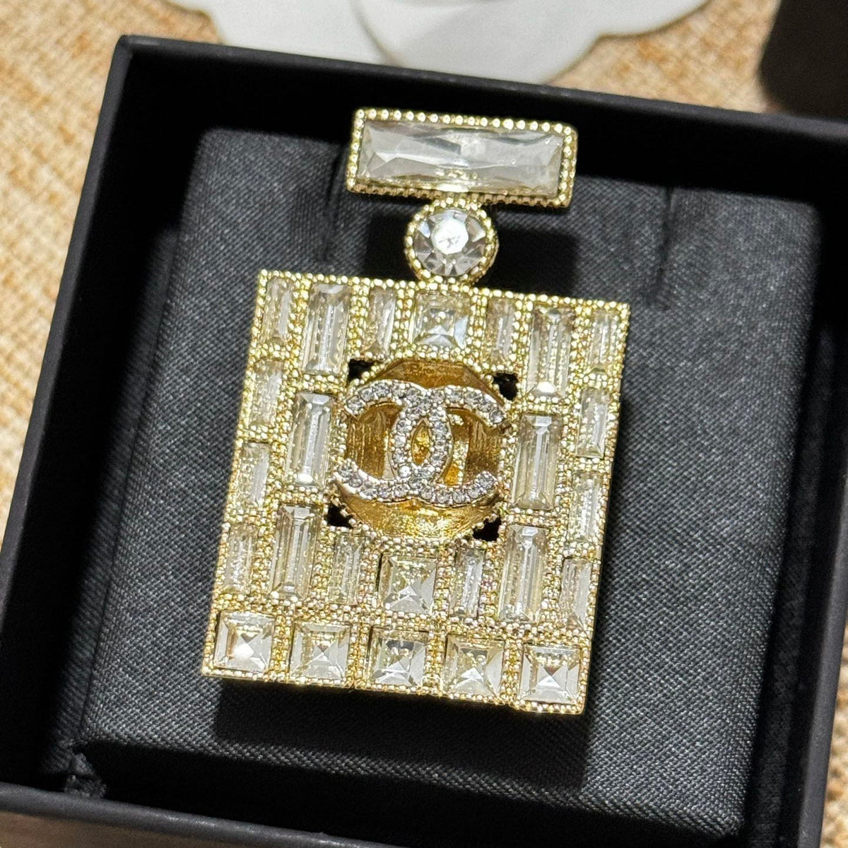 Chanel Perfume Bottle Crystal Brooch