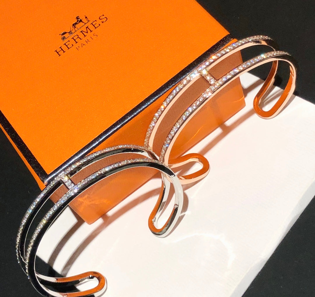 Hermes Ever Chain d'Ancre Cuff Diamond Bracelet - 18K Gold