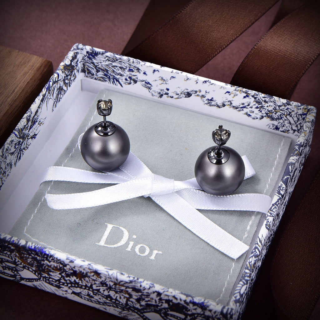 Dior Tribales Black Resin Pearl Earrings