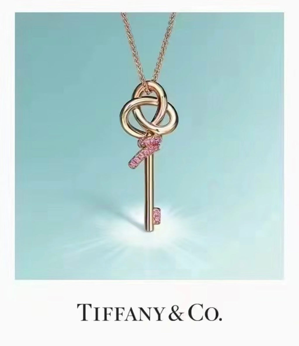 Tiffany Keys Woven Pink Diamonds Medium Necklace