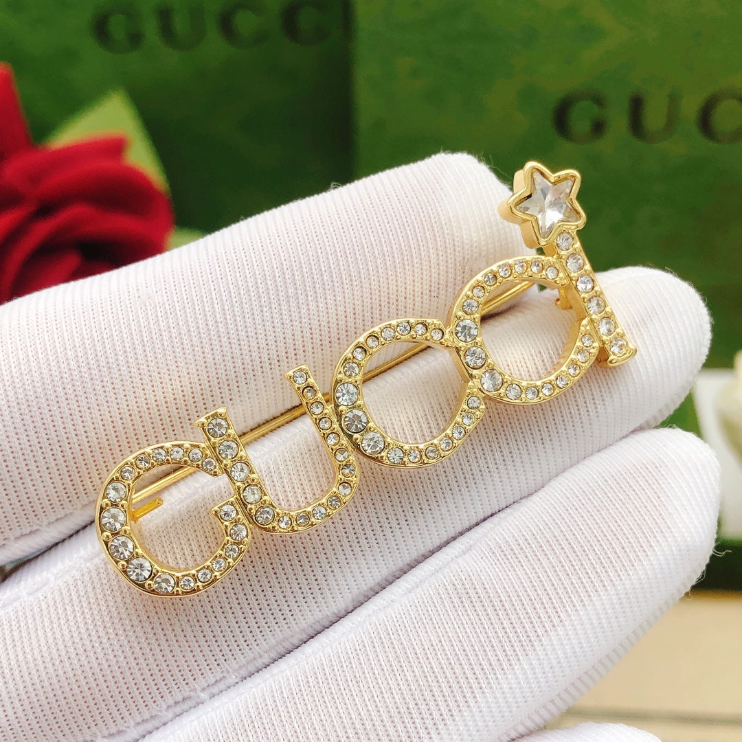 Gucci Double G Diamond Brooch