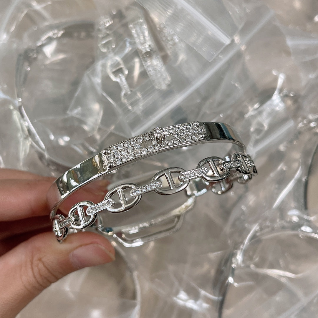 Hermes Kelly Double Tour Diamond Bracelet - 18K Gold
