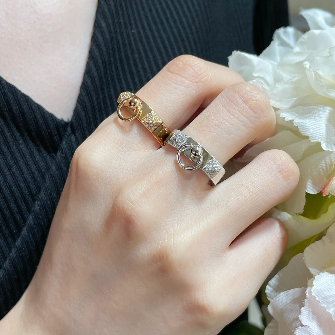 Hermes Collier De Chien Lock Moissanite Ring - 18K Gold