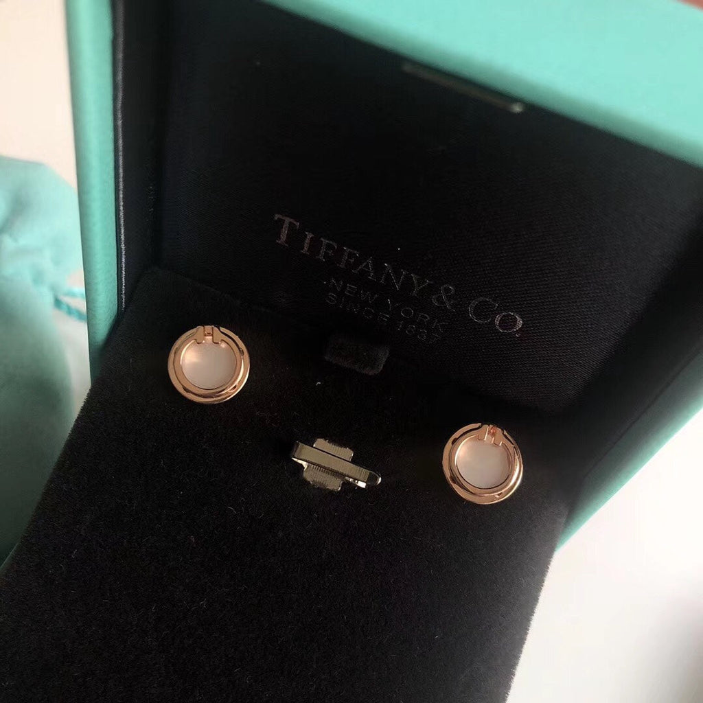 Tiffany Mother-Of-Pearl Circle Earrings - 18K Rose Gold