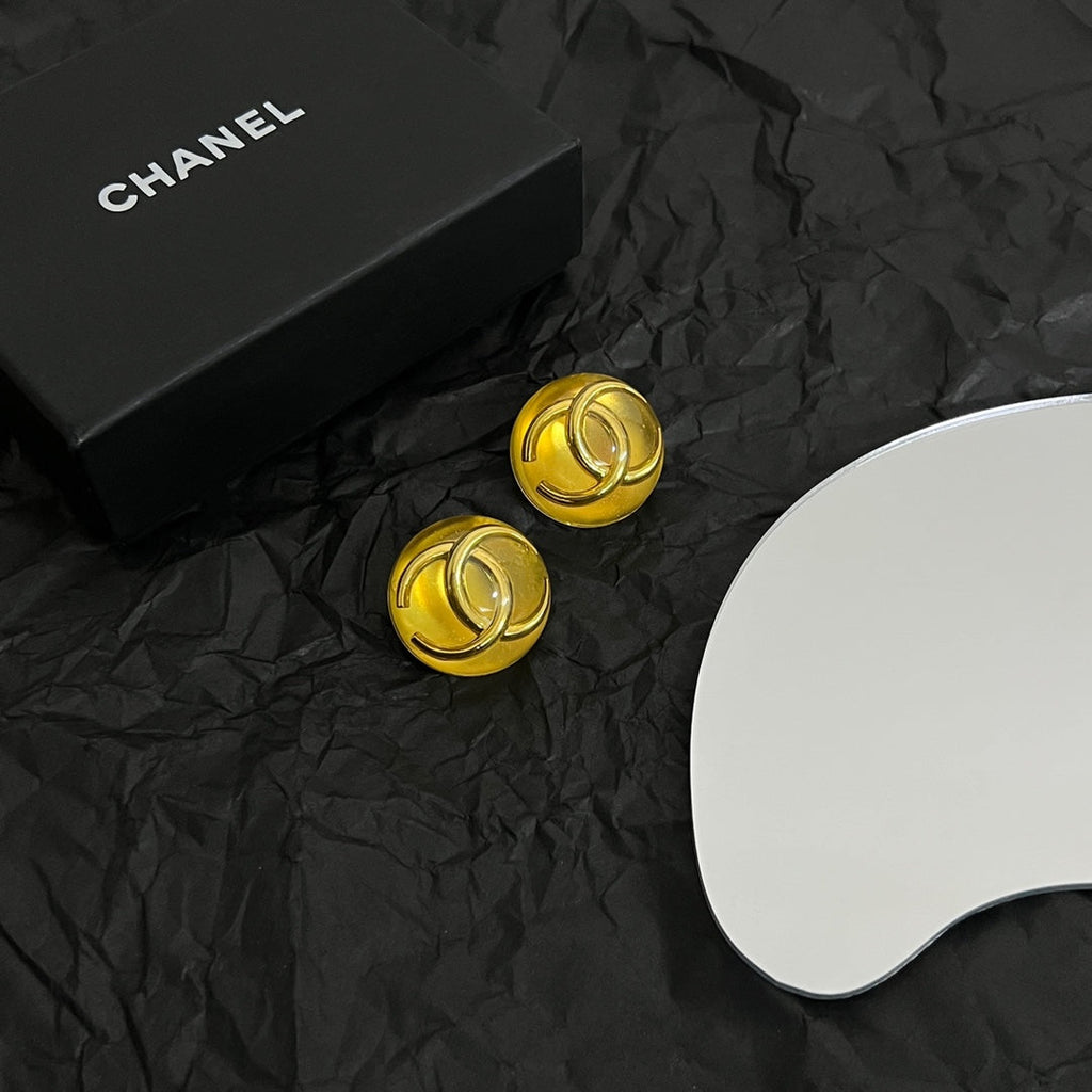Chanel Vintage Yellow Crystal Earrings - 18K Yellow Gold