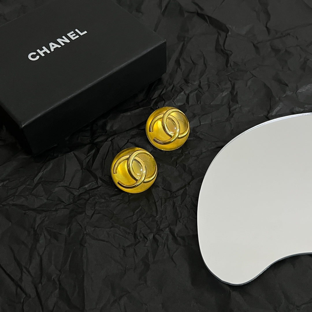 Chanel Vintage Yellow Crystal Earrings - 18K Yellow Gold