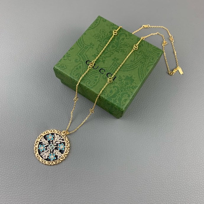 Gucci Double G Iconic Floral Pendant Necklace
