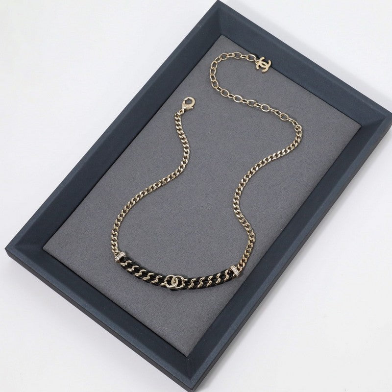 Chanel Vintage Gold Leather Necklace