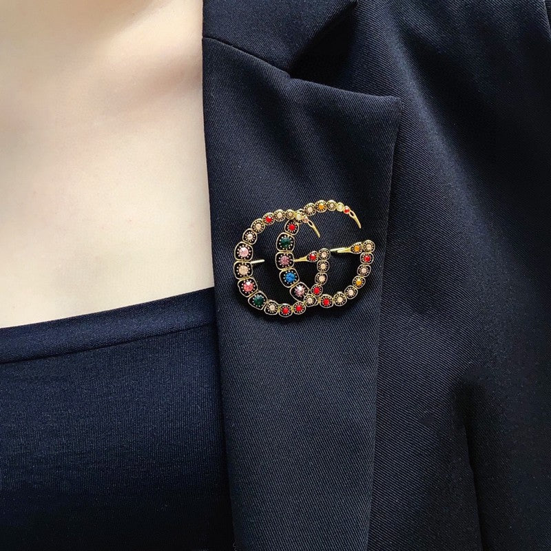 Gucci Double G Color Crystal Brooch