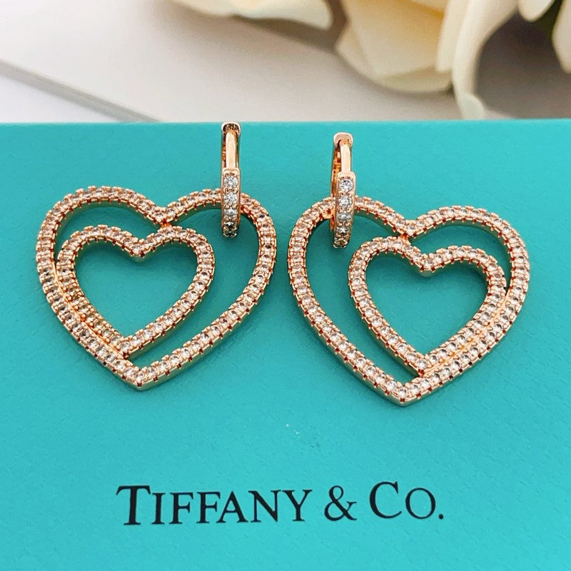 Tiffany Heart Diamond Earrings - 18K Gold