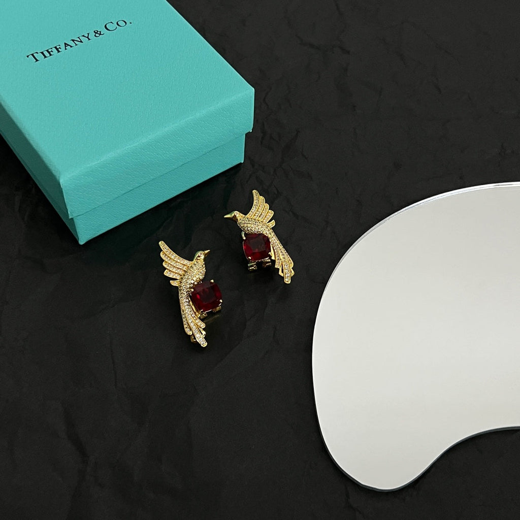 Tiffany Bird Diamond Earrings - 18K Yellow Gold