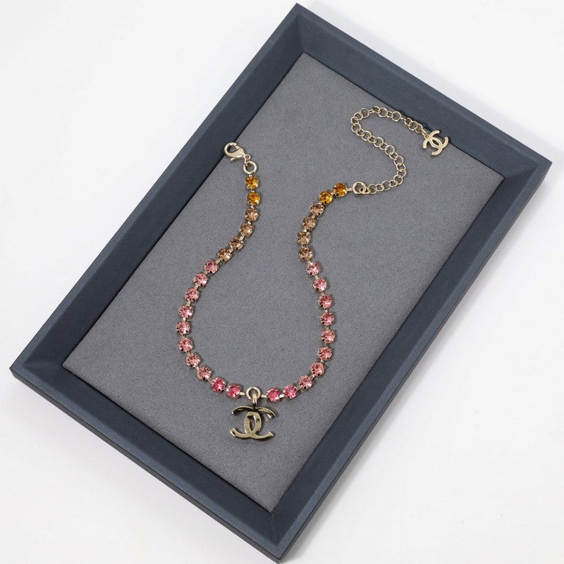 Chanel Pink Crystal Necklace