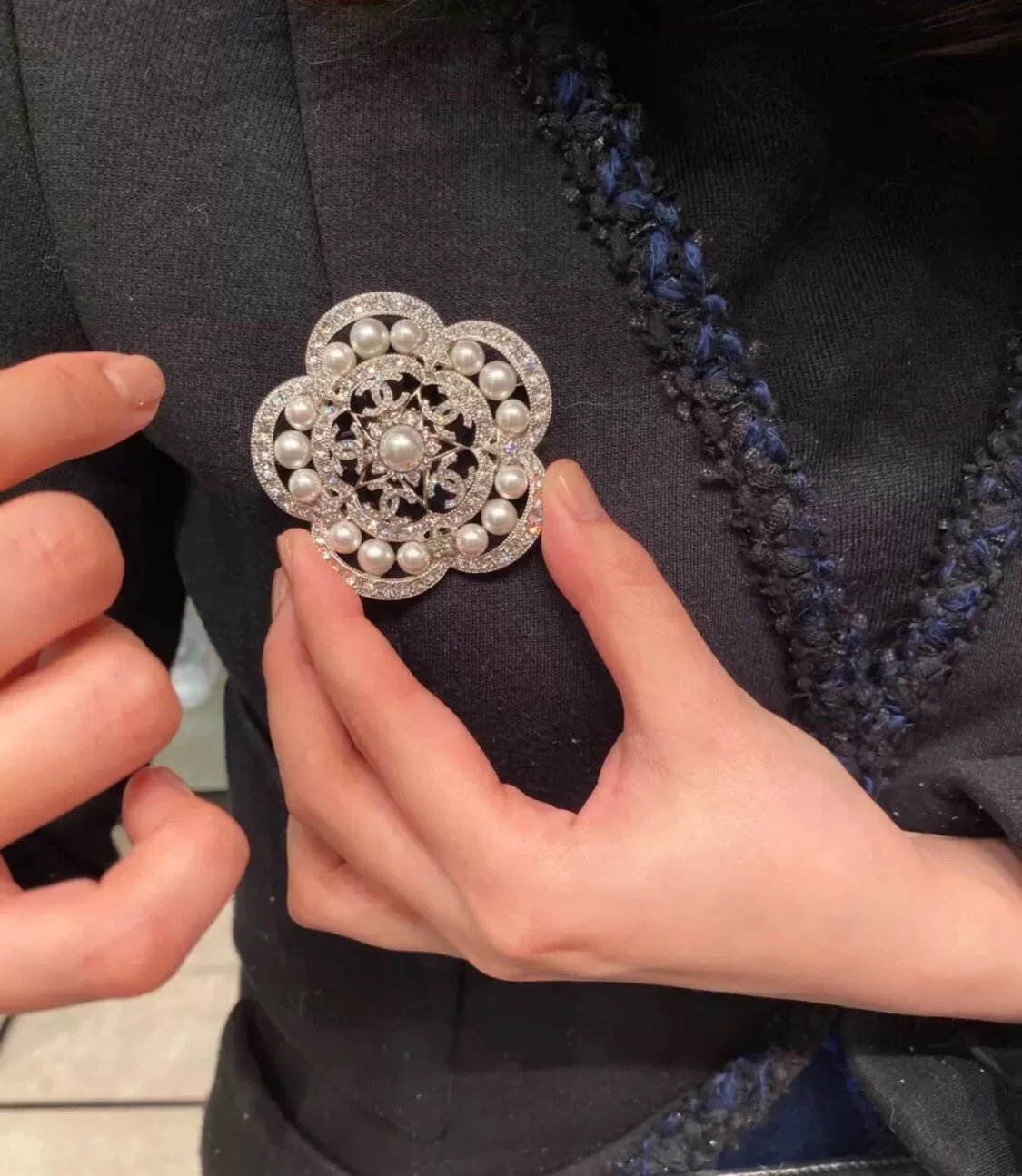 Chanel Camellia Pearl Brooch